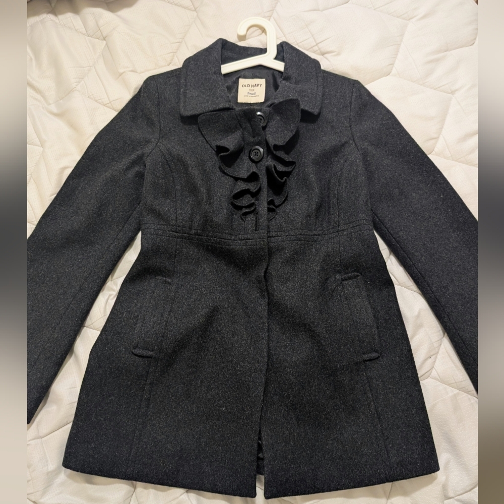 Old Navy Charcoal Ruffle Blazer